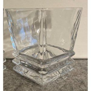 2 Crystal Cocktail Glasses With Stacked Bottom Design  #1366